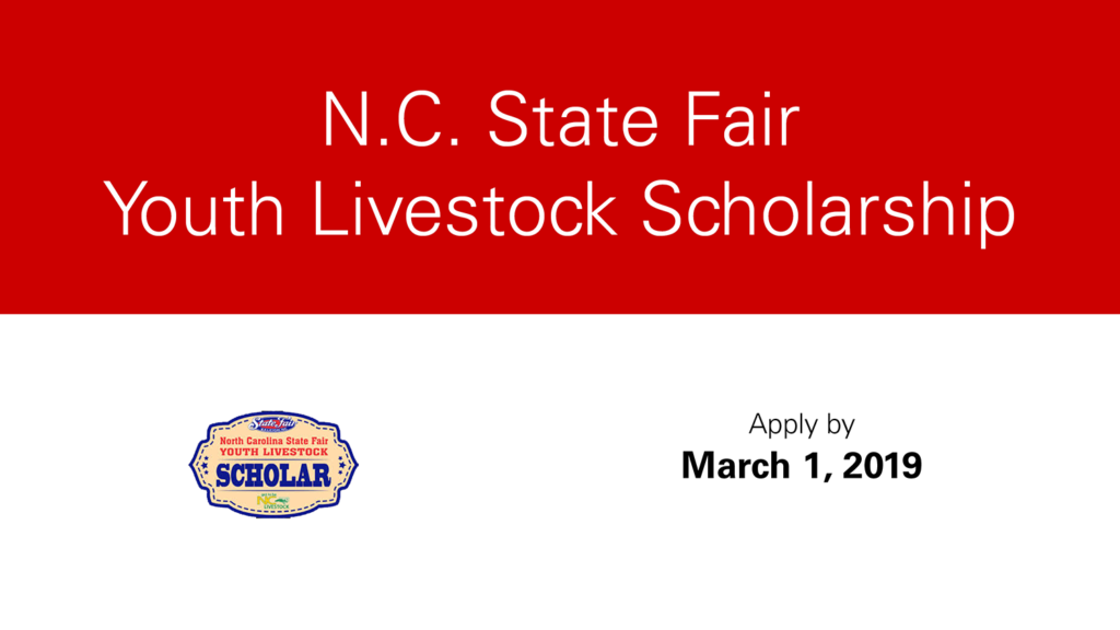 N.C. State Fair Youth Livestock Scholarship Application Open NC State Extension