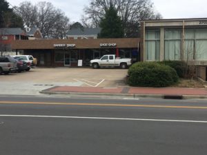 parking lot for a small strip mall