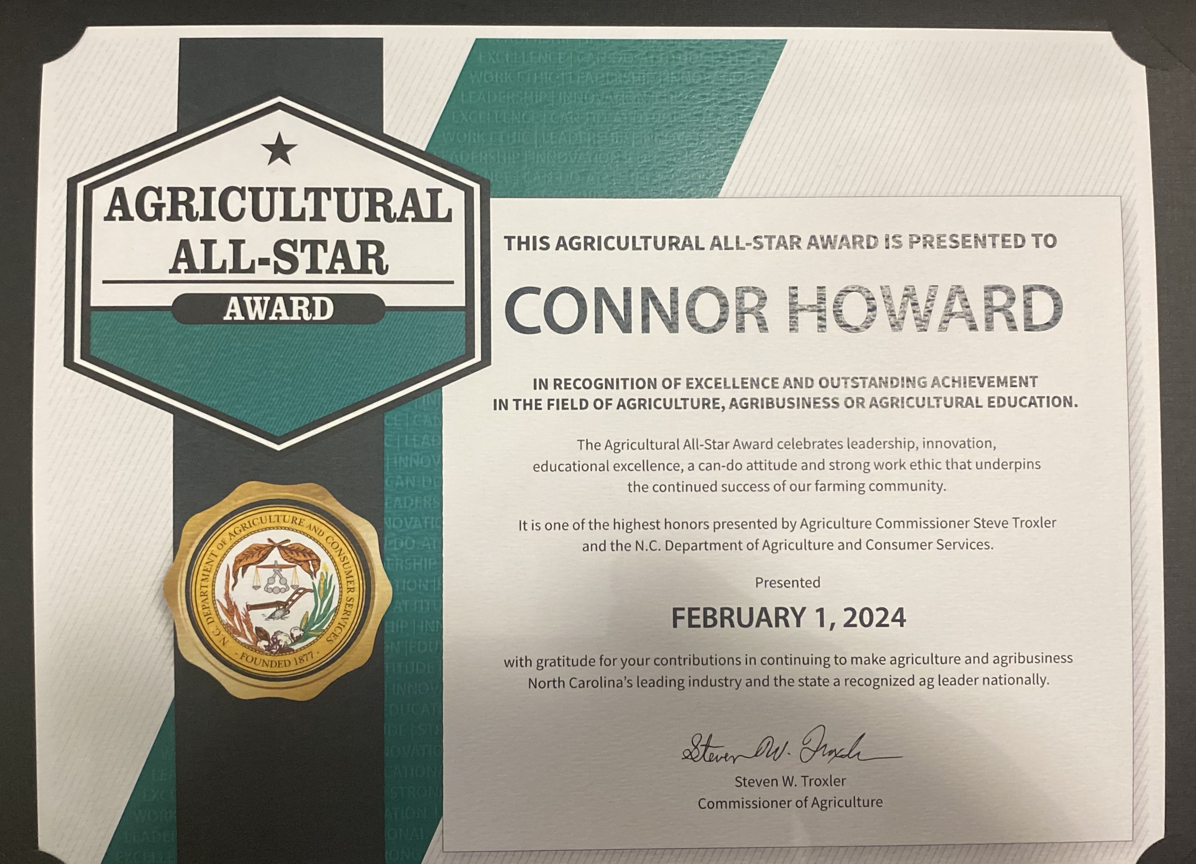 Agricultural All-Star - Connor Howard
