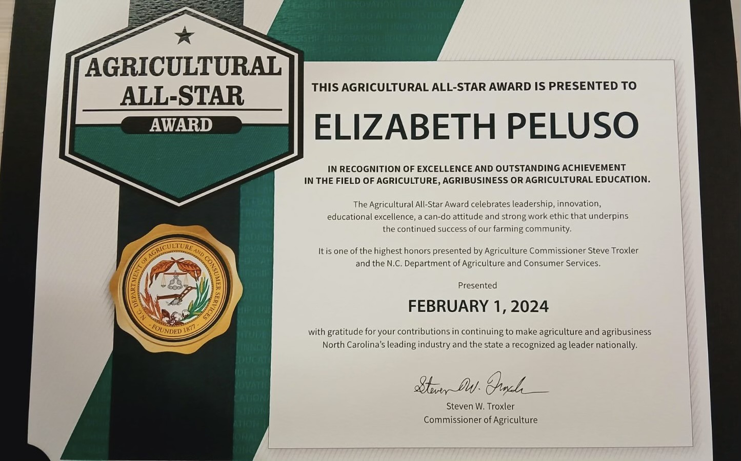Agricultural All-Star - Elizabeth Peluso