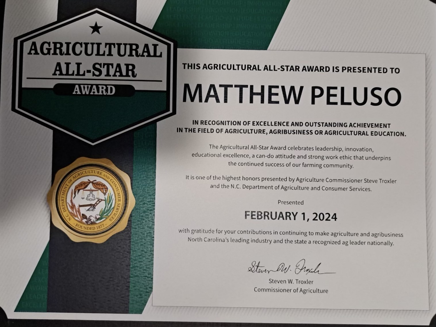Agricultural All-Star - Matthew Peluso