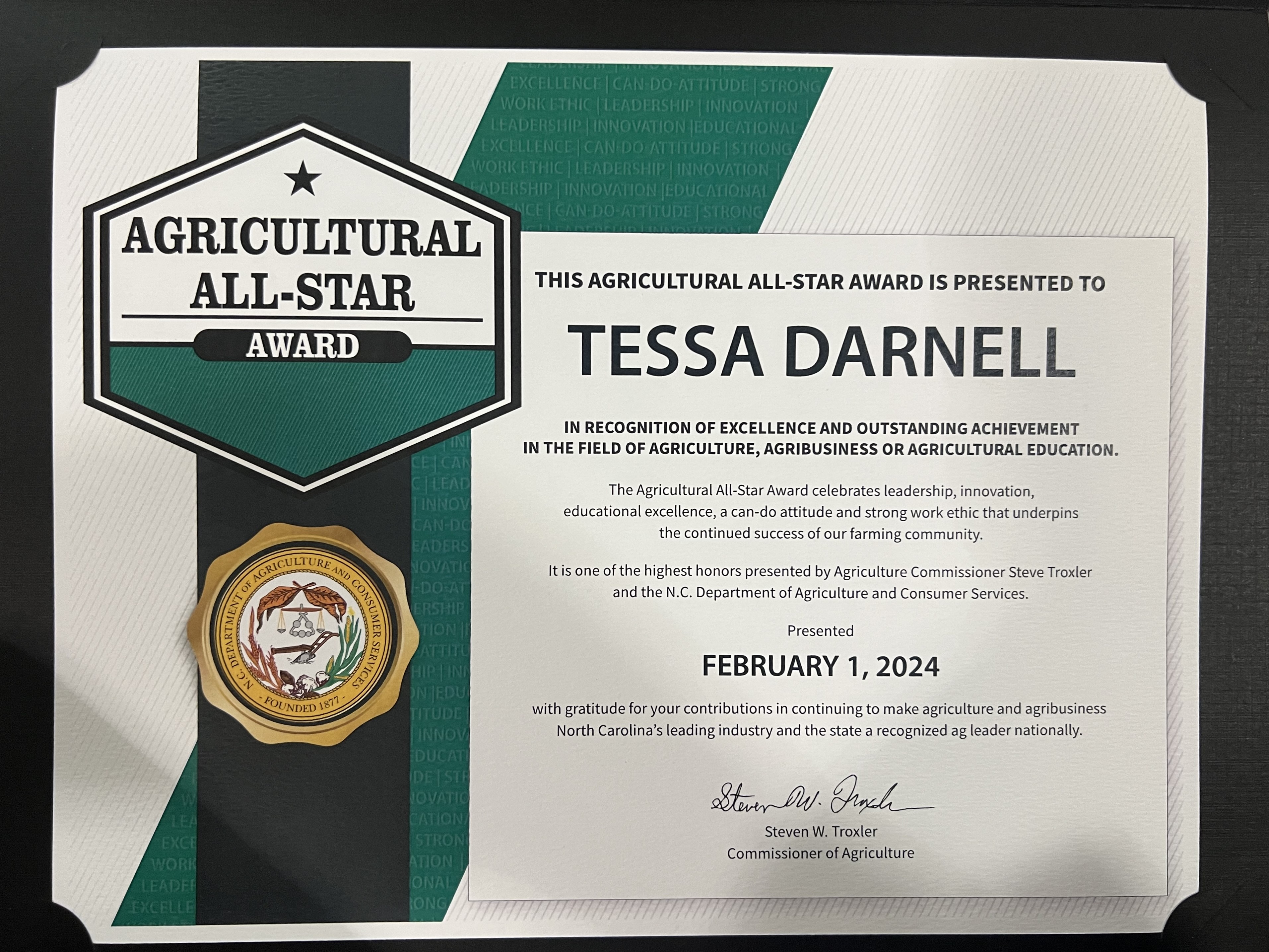 Agricultural All-Star - Tessa Darnell