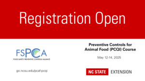 Cover photo for NC State Preventive Controls for Animal Food Course | May 2025