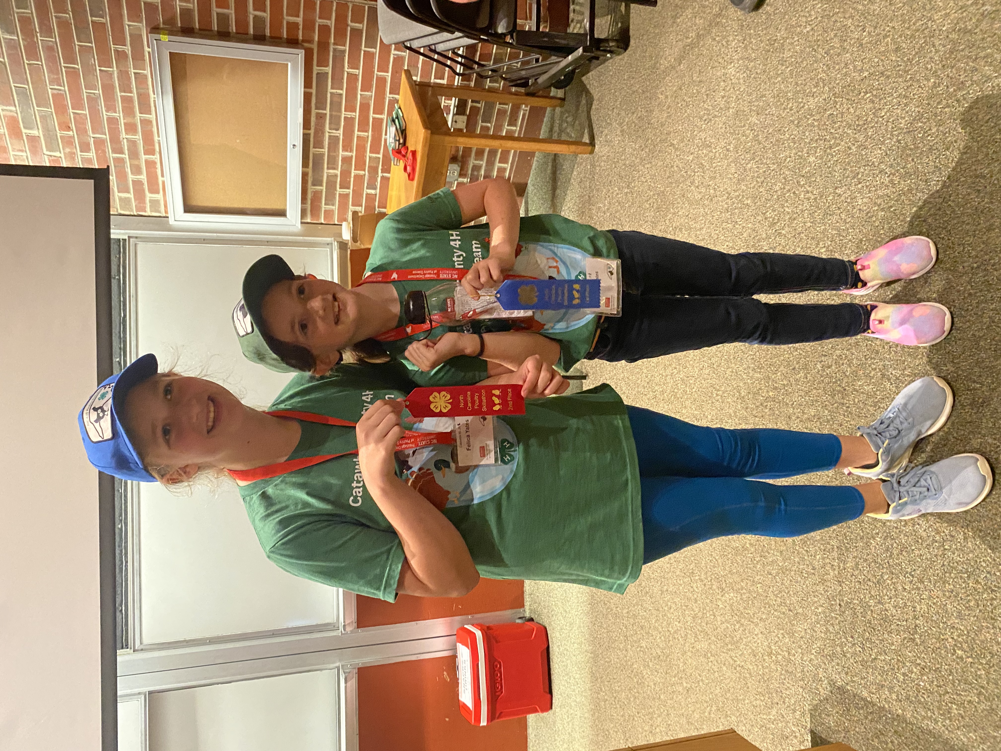 Sisters Sarah & Felicia winning 1st and 2nd in Junior Age Group of 4-H Poultry Skillathon
